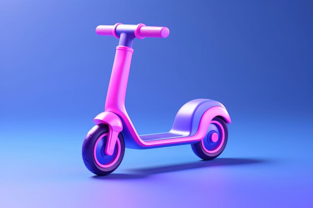 Neon icon scooter vehicle purple wheel. 