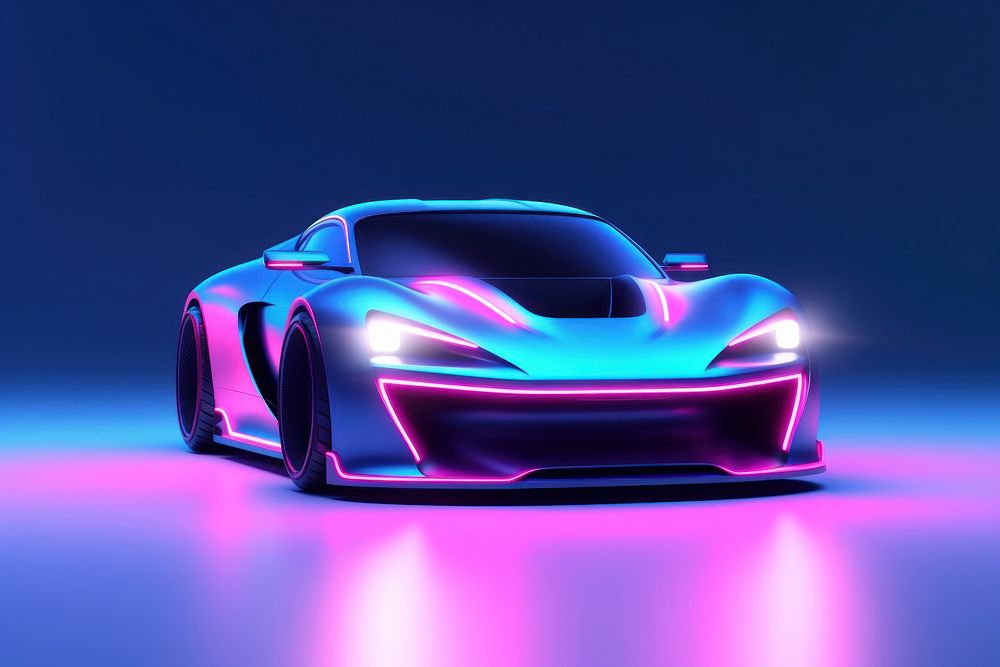 Neon icon Vehicle vehicle purple blue. AI generated Image by rawpixel.
