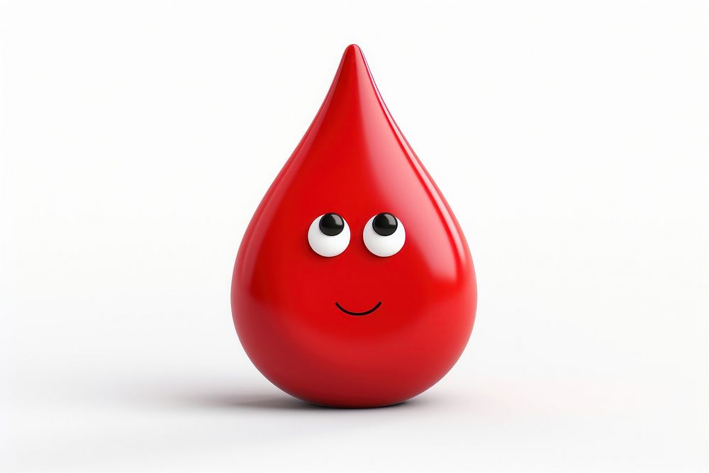 Red drop donation white background porcelain emoticon. 