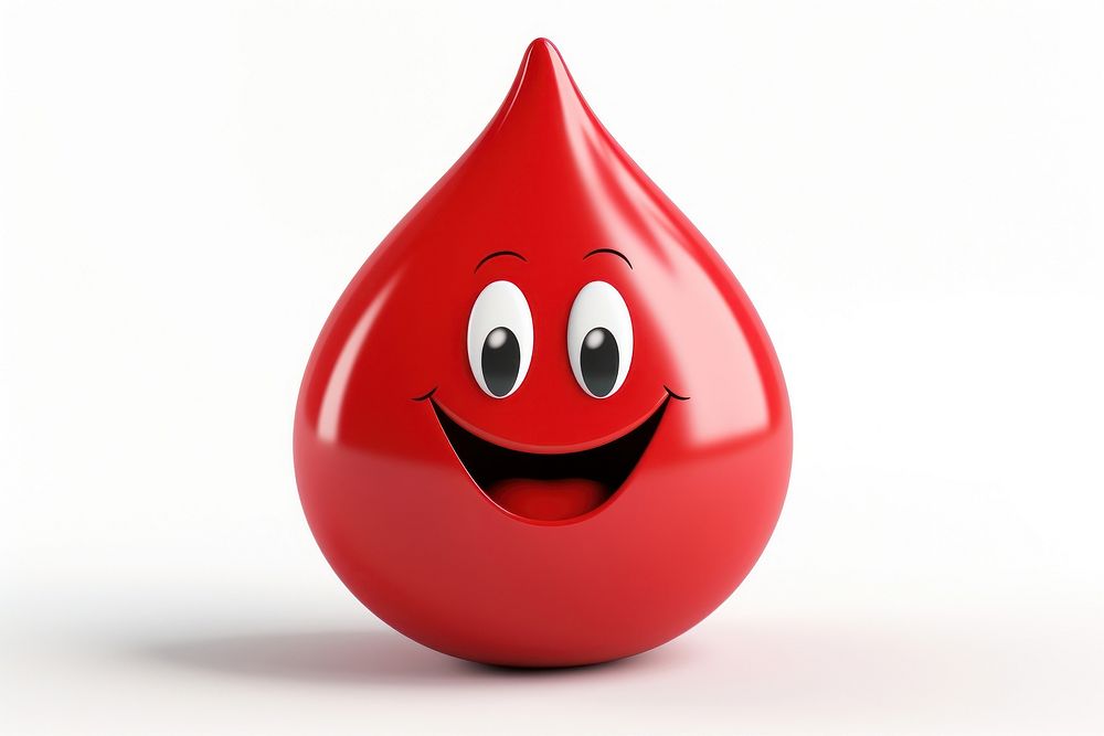 Red drop donation white background happiness emoticon. AI generated Image by rawpixel.