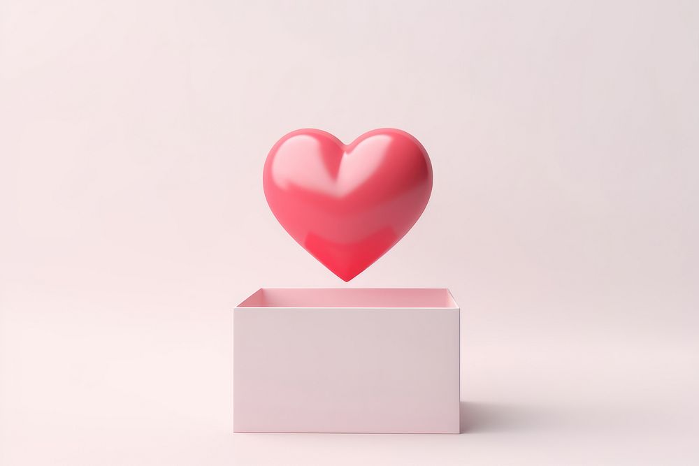 Hand drop heart box celebration symbol. 