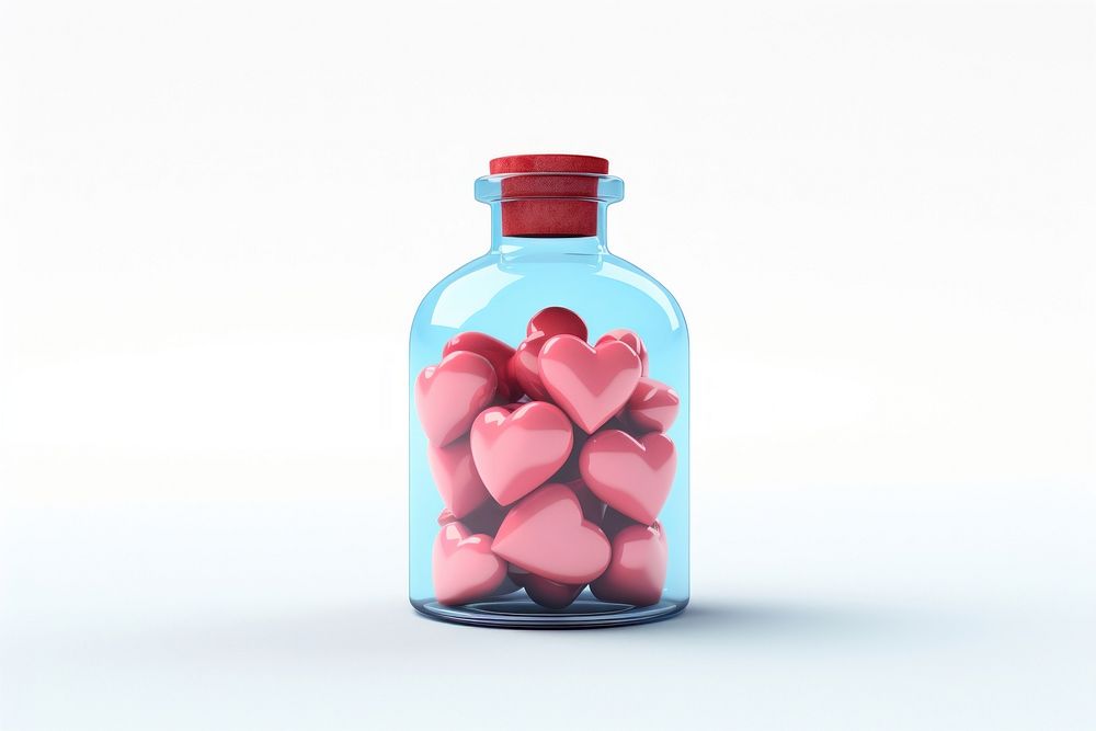 Bottle heart glass pill. AI generated Image by rawpixel.