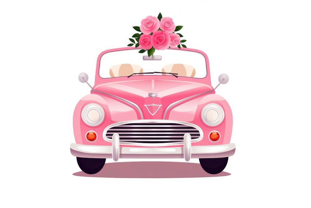 Wedding car vehicle flower wheel. AI generated Image by rawpixel.