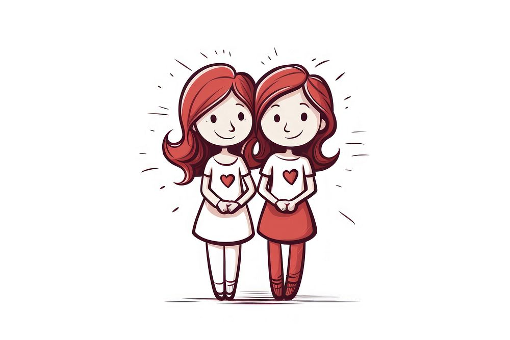 Women supporting women cartoon drawing sketch. AI generated Image by rawpixel.