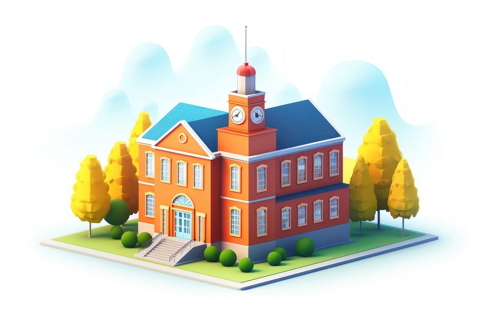 School architecture building cartoon. AI generated Image by rawpixel.