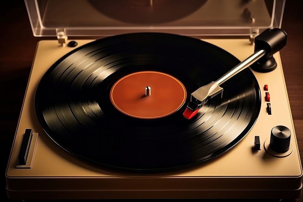 Vintage vinyl music player electronics gramophone technology. AI generated Image by rawpixel.
