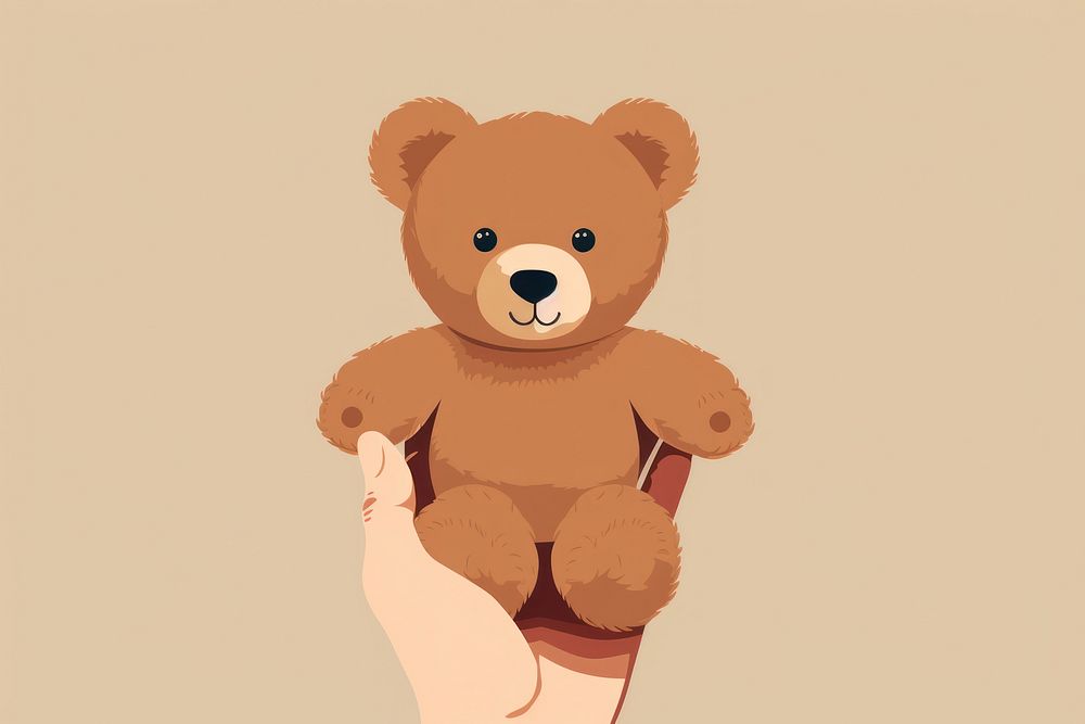 Teddy bear holding hand toy. 