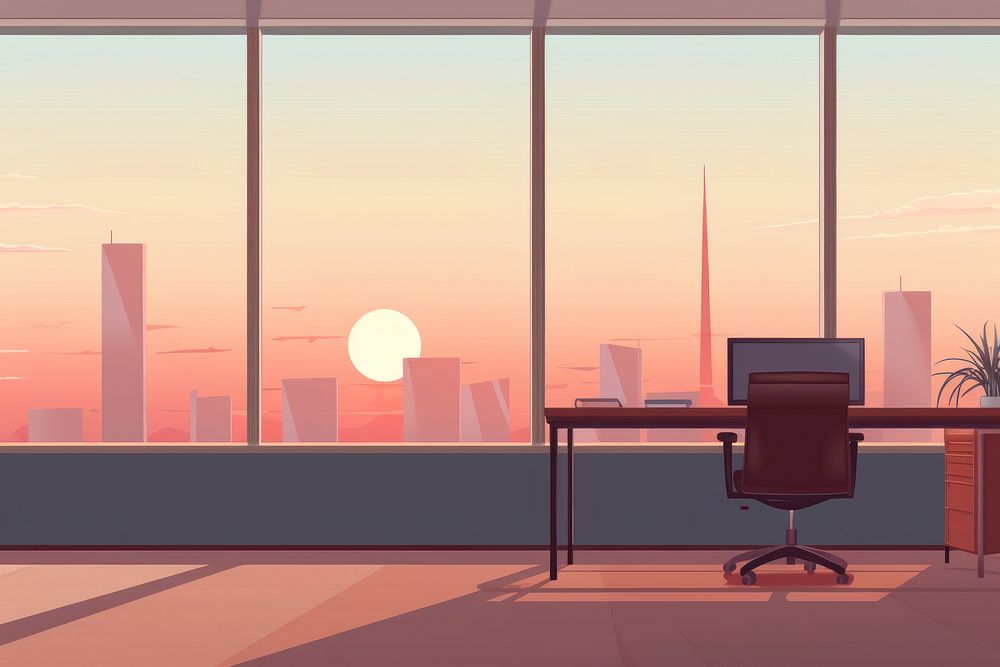 Empty office furniture landscape table. AI generated Image by rawpixel.