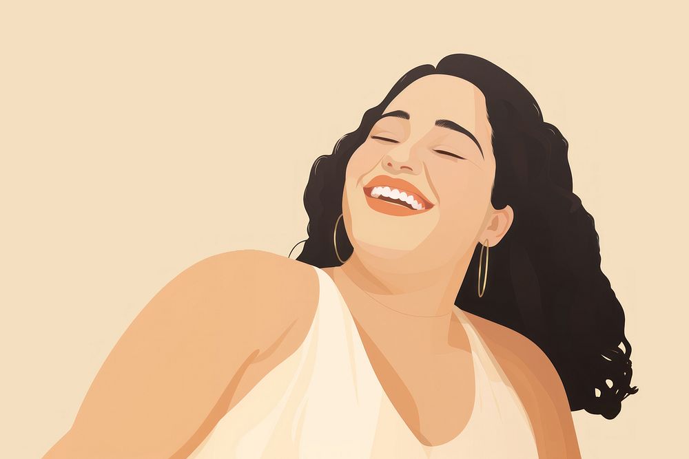Chubby woman smiling laughing smile adult. AI generated Image by rawpixel.