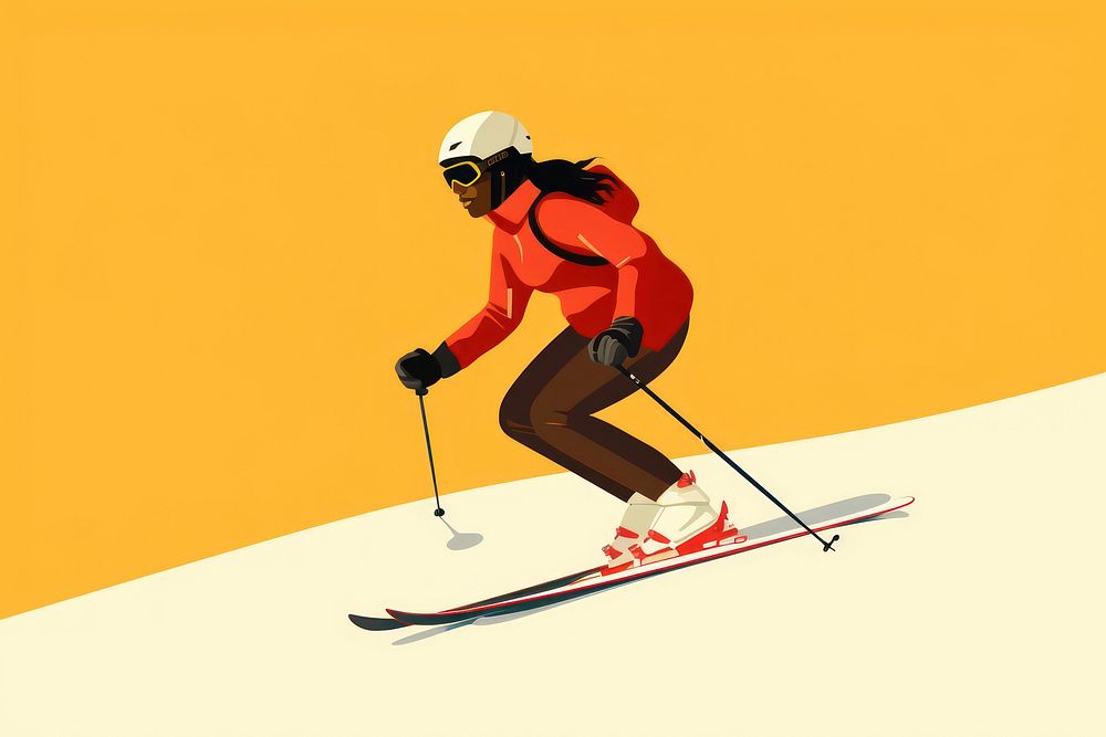 African woman skiing recreation sports helmet. AI generated Image by rawpixel.