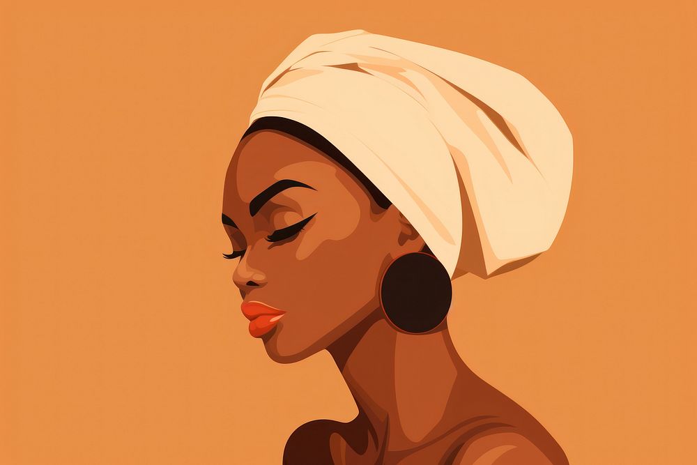 African woman portrait earring turban. AI generated Image by rawpixel.