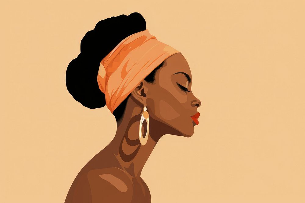 African woman portrait earring jewelry. AI generated Image by rawpixel.