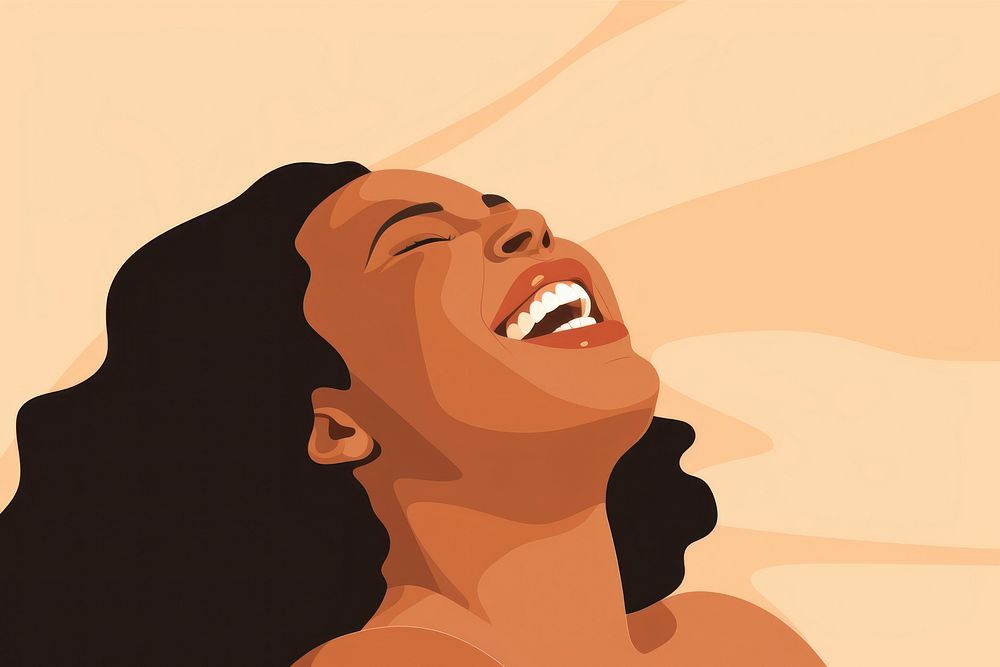 Black Chubby woman laugh laughing adult face. 