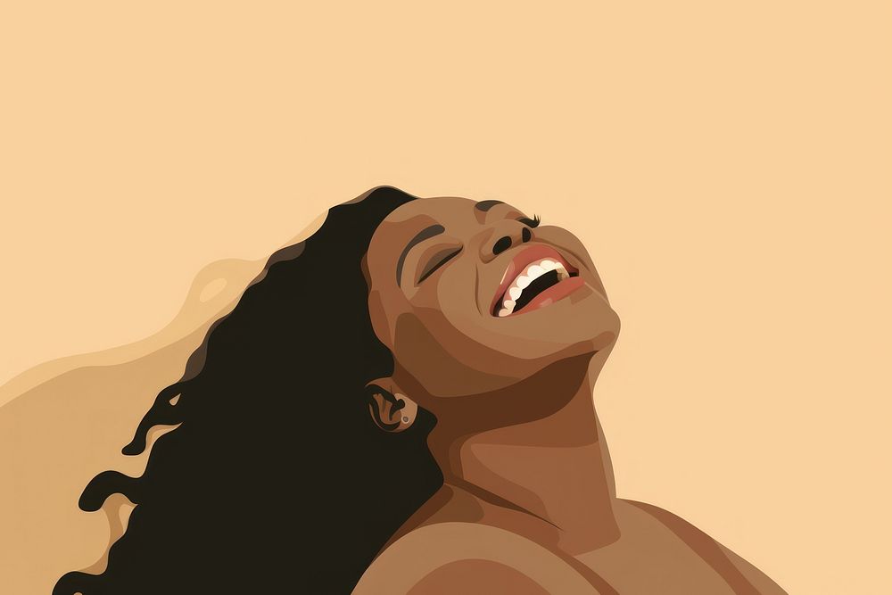 Black Chubby woman laugh laughing smile adult. AI generated Image by rawpixel.