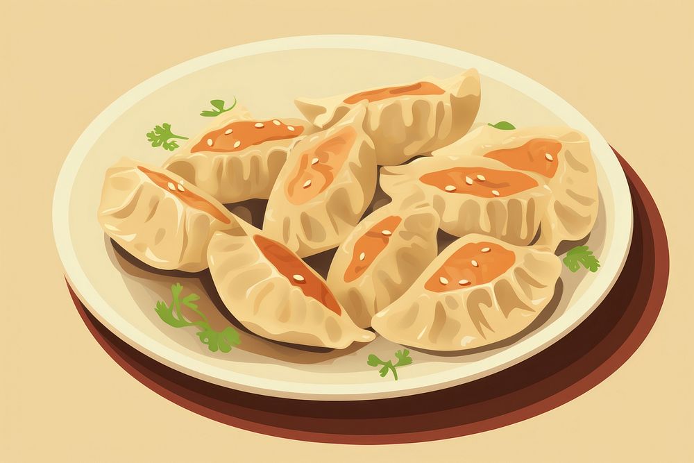 Japanese gyoza dumpling plate food. 