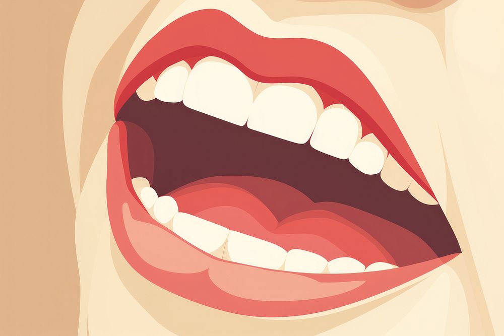 Open Screaming Mouth teeth mouth lipstick. AI generated Image by rawpixel.