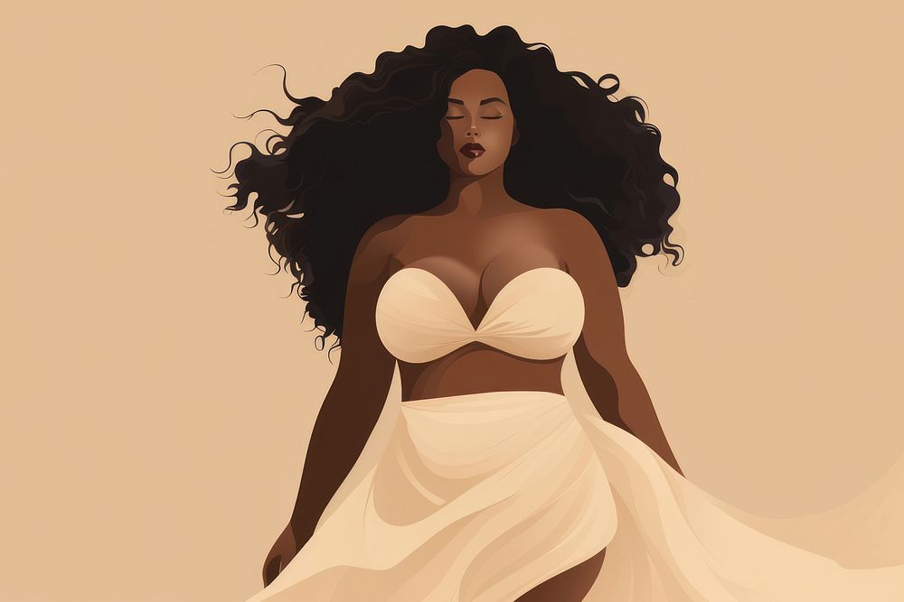 Black Chubby woman lingerie portrait dress. 