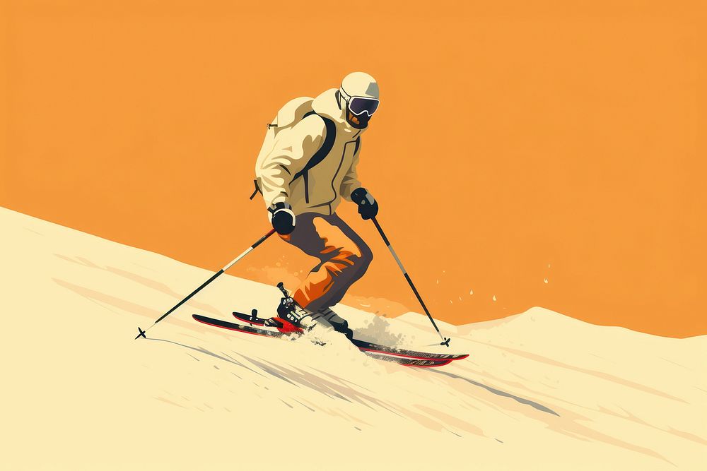 Person skiing recreation outdoors sports. AI generated Image by rawpixel.