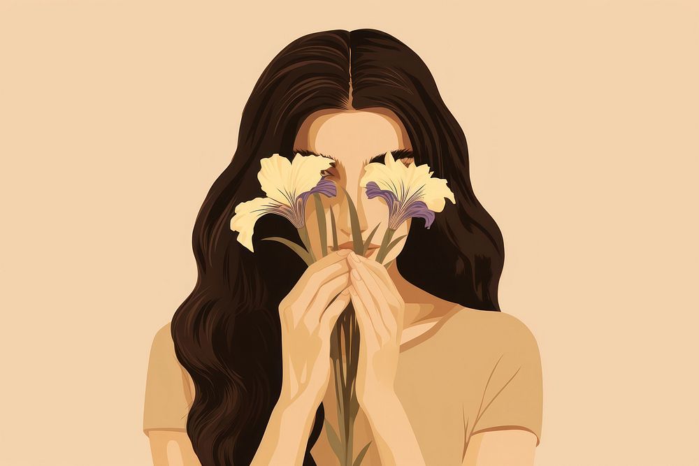 Flower adult woman face. AI generated Image by rawpixel.