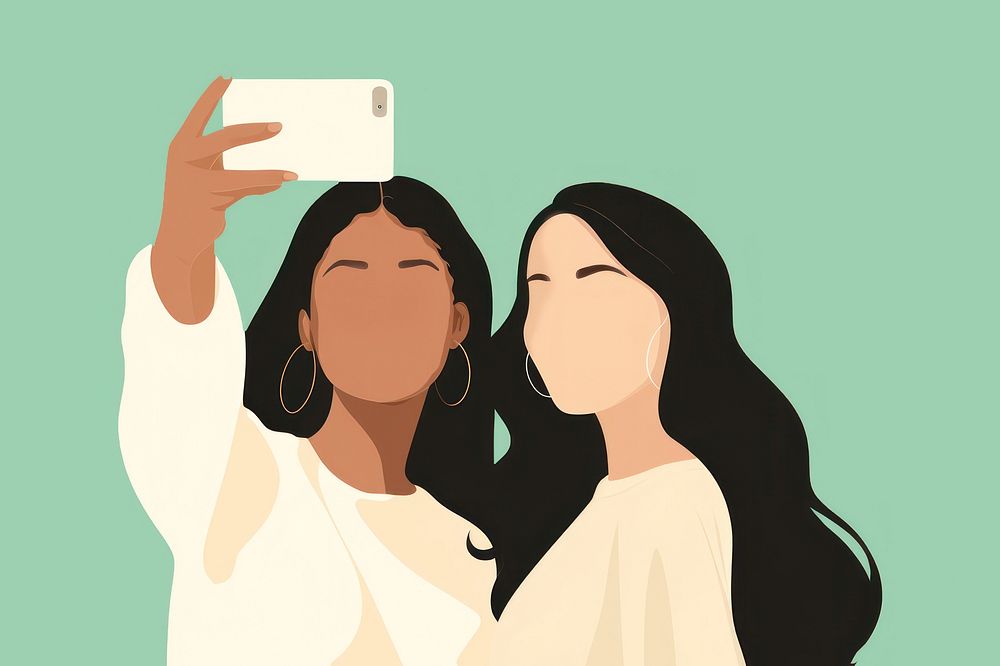Two woman taking selfie portrait holding adult. AI generated Image by rawpixel.