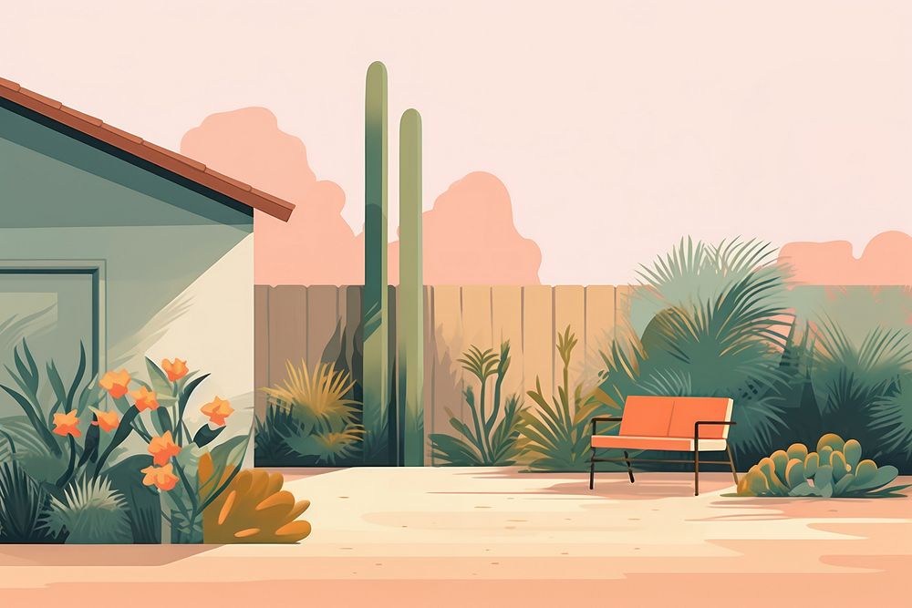 Backyard garden architecture furniture outdoors. AI generated Image by rawpixel.