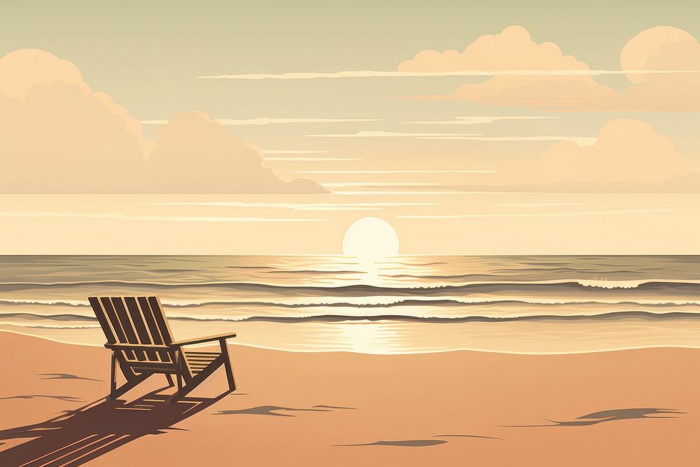 Beach furniture landscape sunlight. AI generated Image by rawpixel.