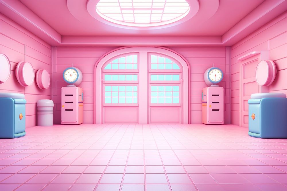 Pink garage flooring architecture building. AI generated Image by rawpixel.