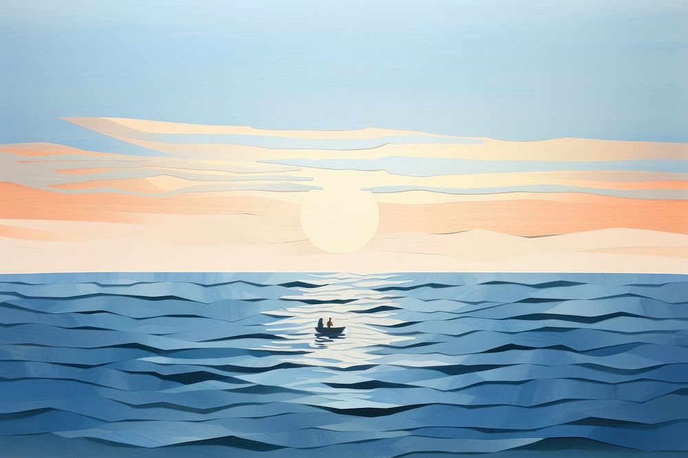 Sea painting outdoors nature. AI generated Image by rawpixel.