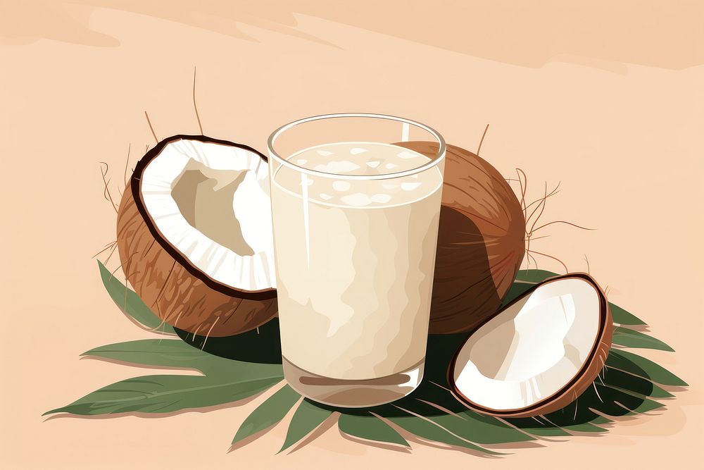 Fresh coconut water drink food plant refreshment. AI generated Image by rawpixel.