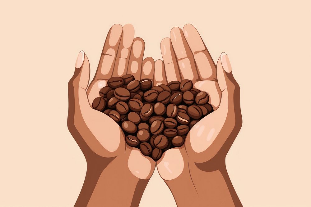 Hands holding coffee bean freshness beverage produce.
