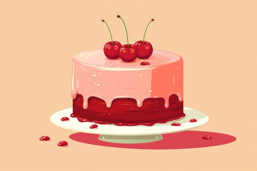 Red cherry cake dessert food anniversary. AI generated Image by rawpixel.