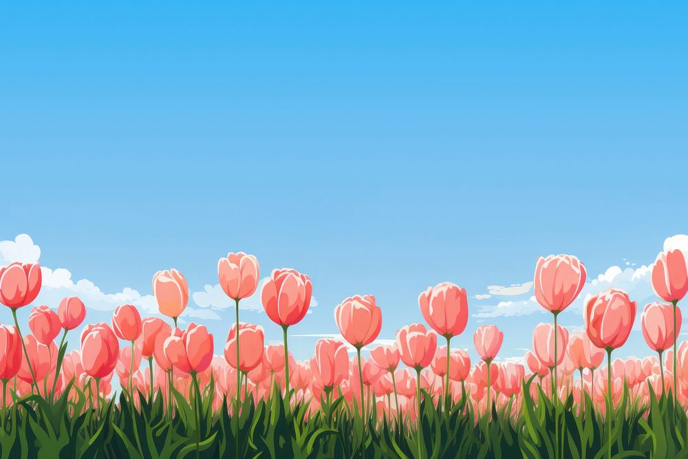 Tulip field sky backgrounds landscape. AI generated Image by rawpixel.