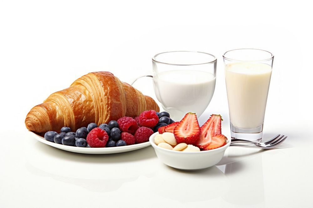 Breakfast croissant berry fruit. AI generated Image by rawpixel.