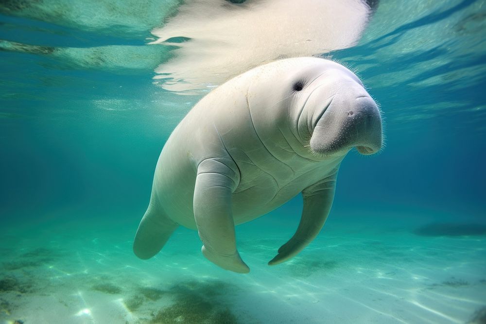 Dugong wildlife animal mammal. AI generated Image by rawpixel.