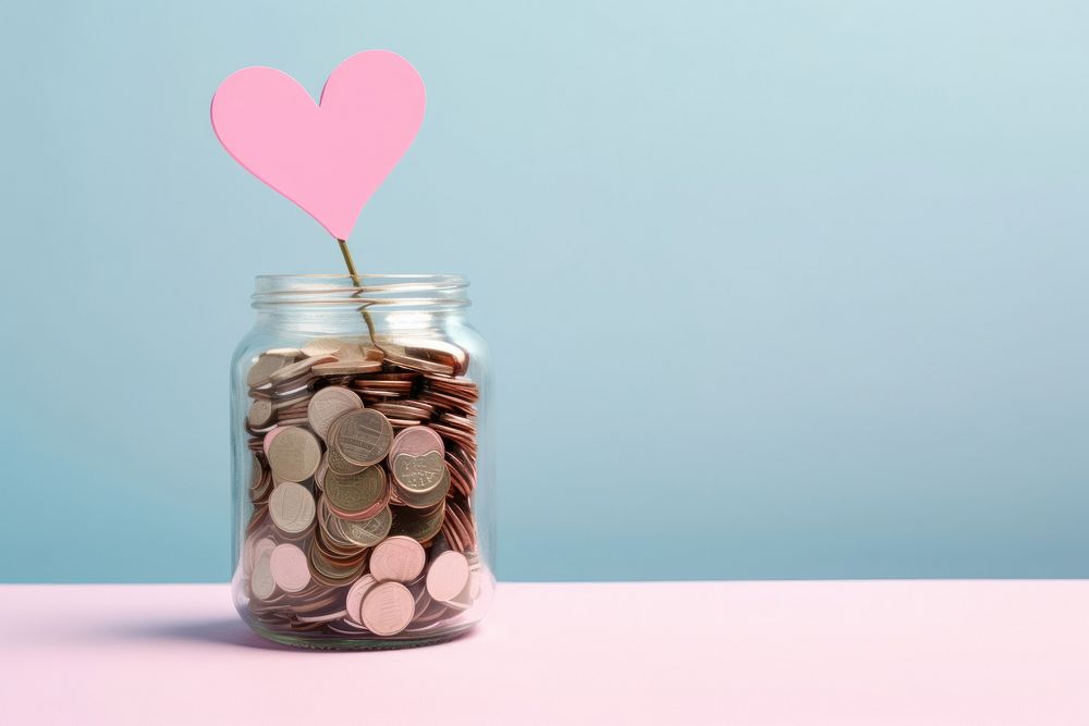 Donation jar money heart. AI generated Image by rawpixel.