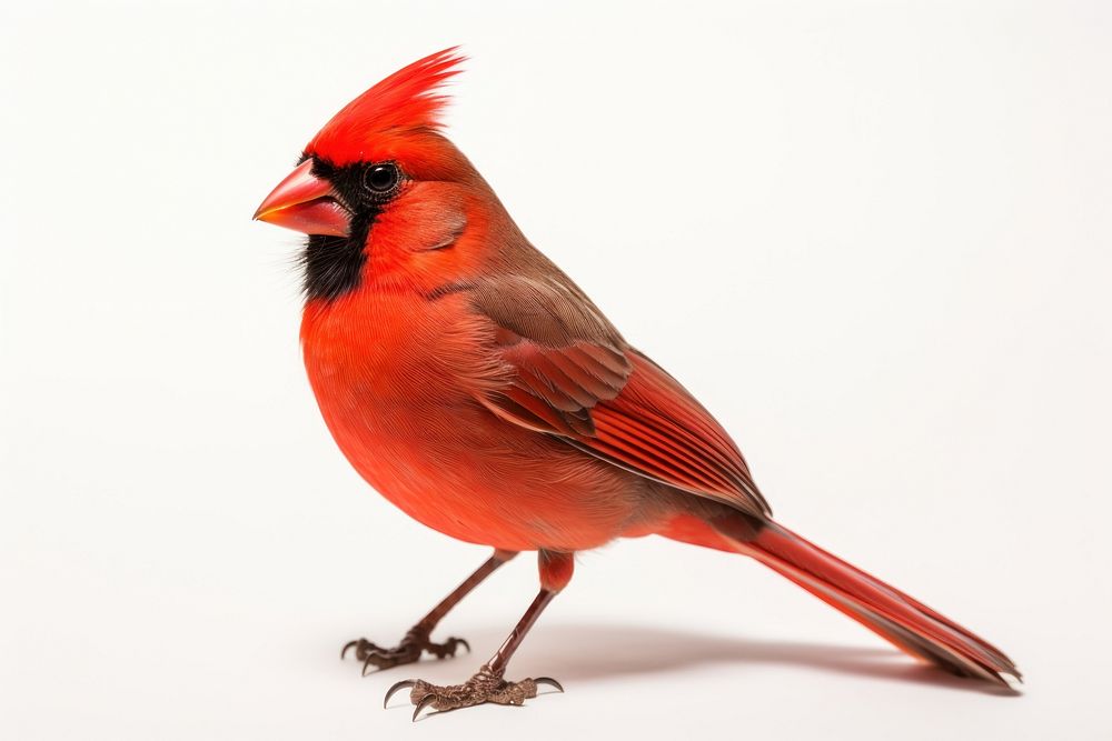 Northern cardinal animal bird white background. 