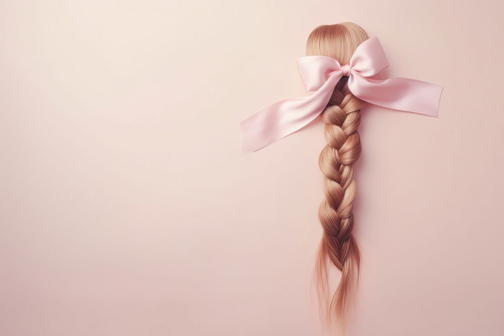 Braid ribbon pink hair. AI generated Image by rawpixel.