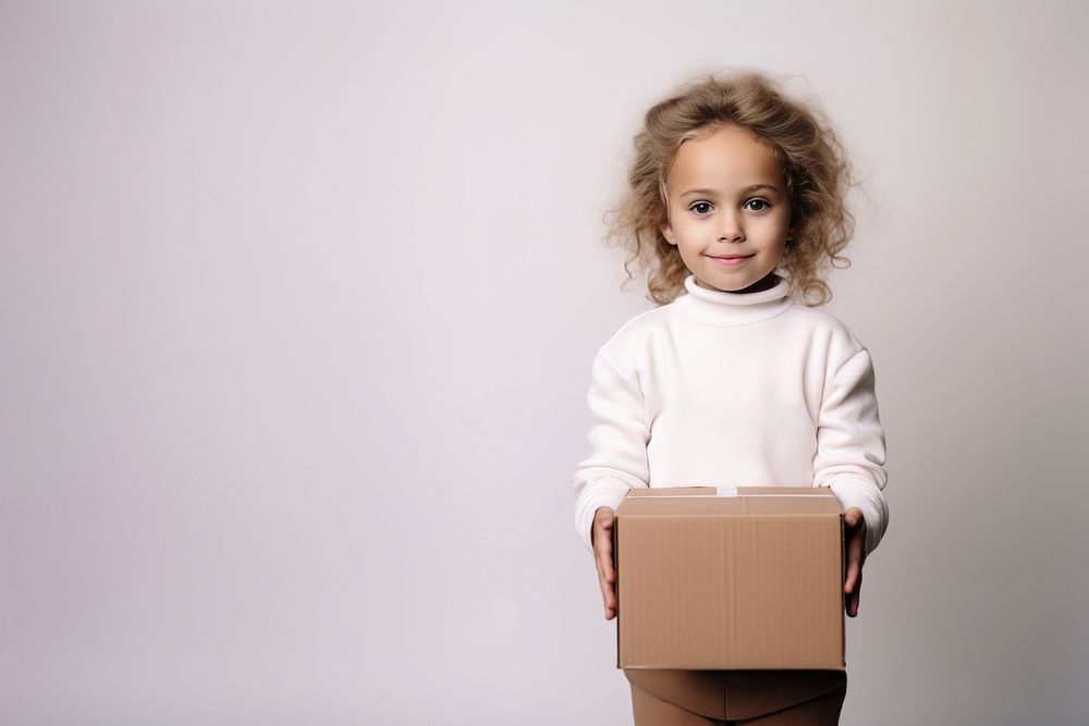 Kid box cardboard portrait. 