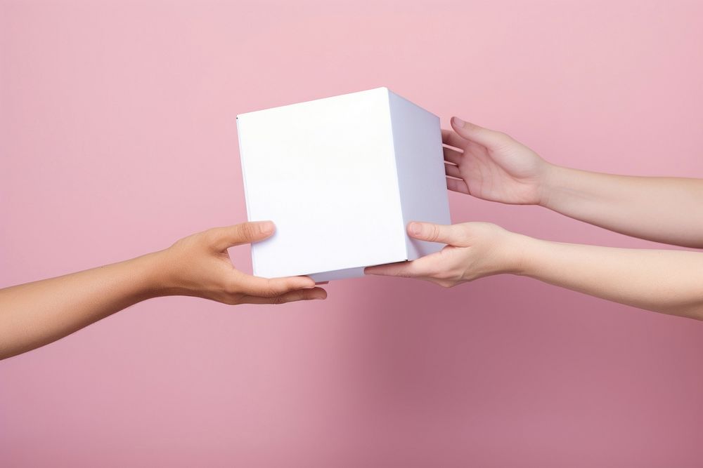 Volunteer giving hand pink box. AI generated Image by rawpixel.