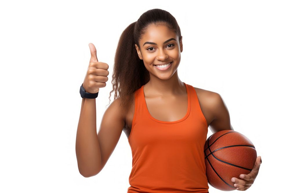 Young african american woman basketball portrait holding. 