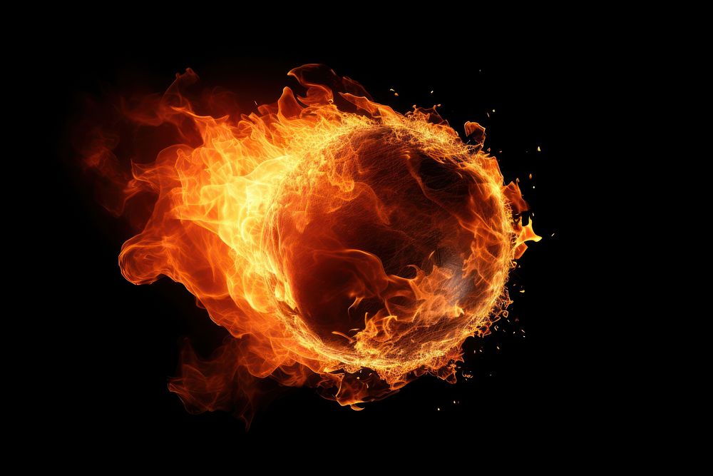 Fire ball bonfire black background illuminated. AI generated Image by rawpixel.