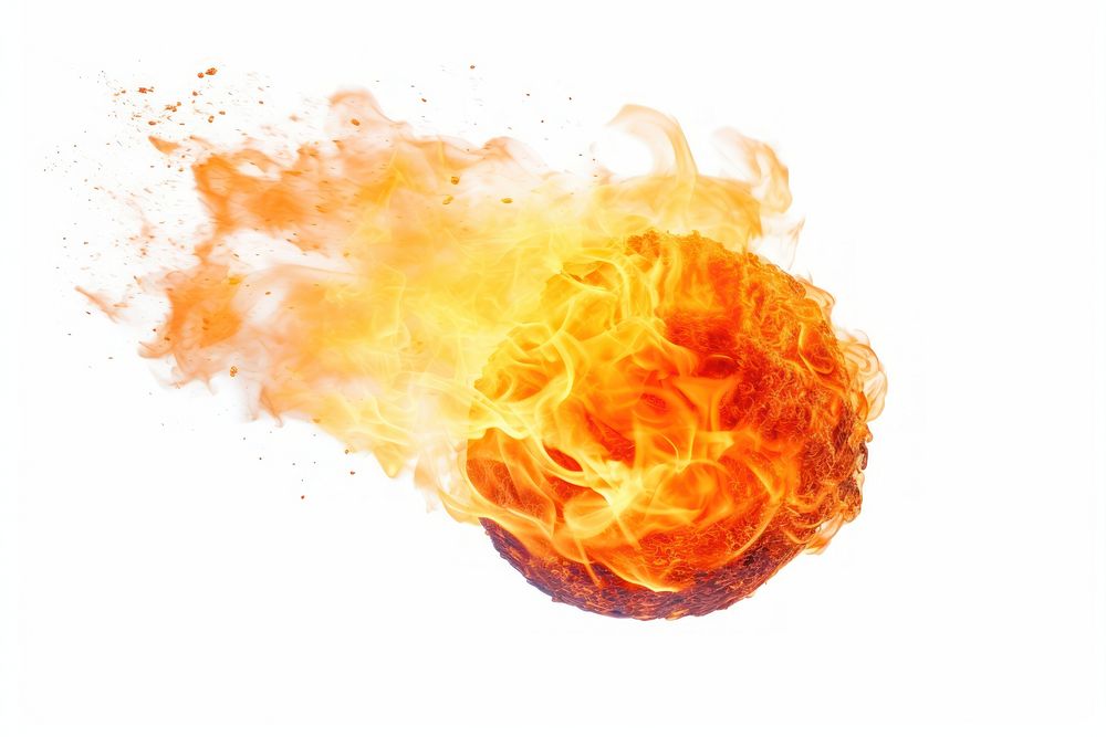 Fire ball throw white background destruction misfortune. AI generated Image by rawpixel.
