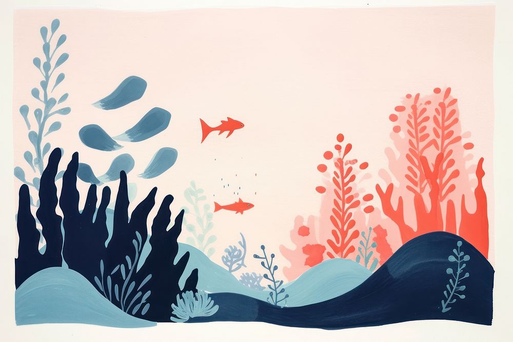 Art painting animal sea. AI generated Image by rawpixel.