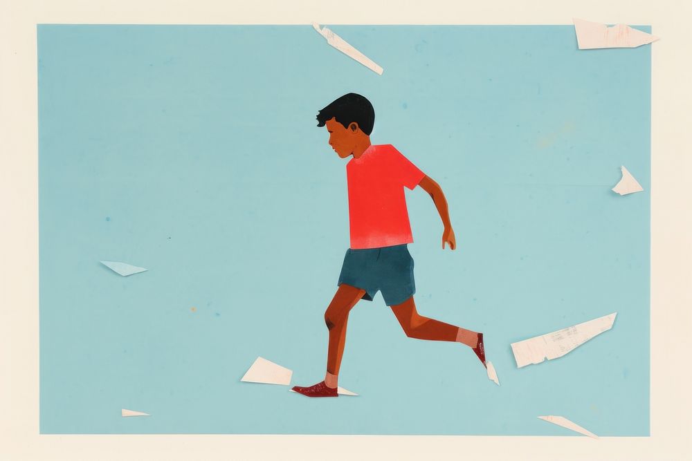 Boy run art shorts paper. 