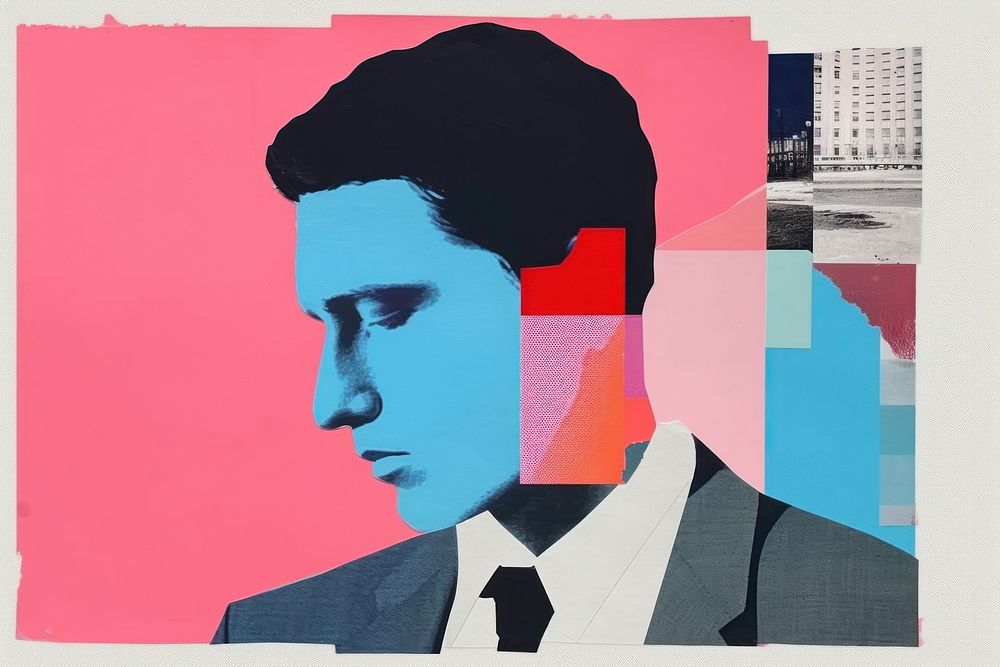 Business man art painting collage. 