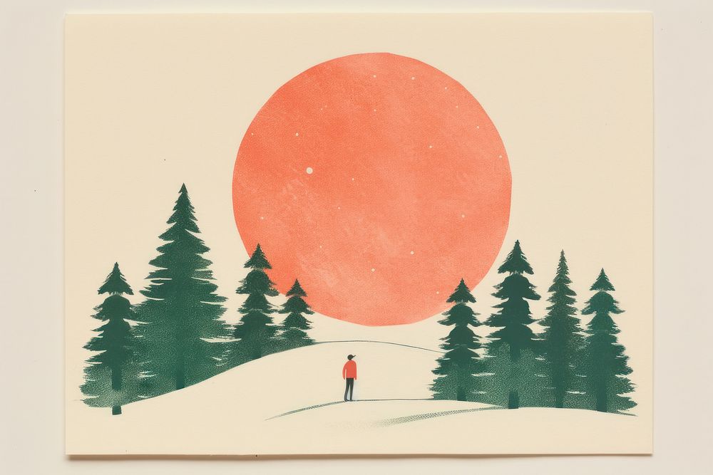 Christmas art painting nature. 