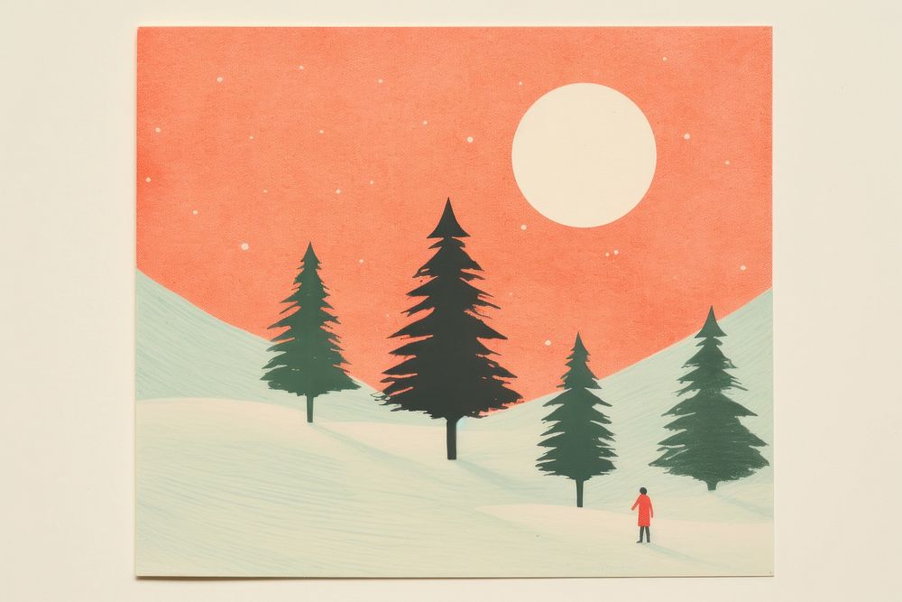 Christmas art painting winter. AI generated Image by rawpixel.