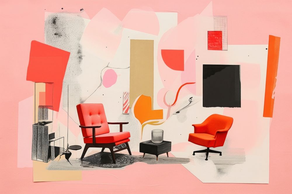 Furniture collage art painting. AI generated Image by rawpixel.