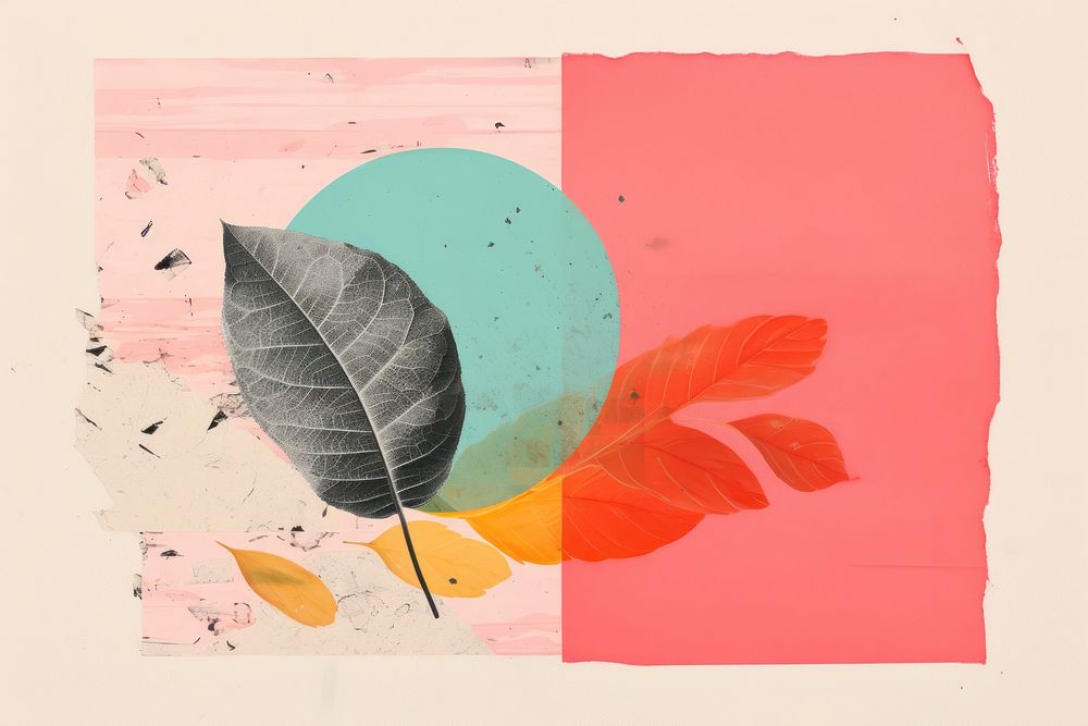 Leaf art painting collage. AI generated Image by rawpixel.