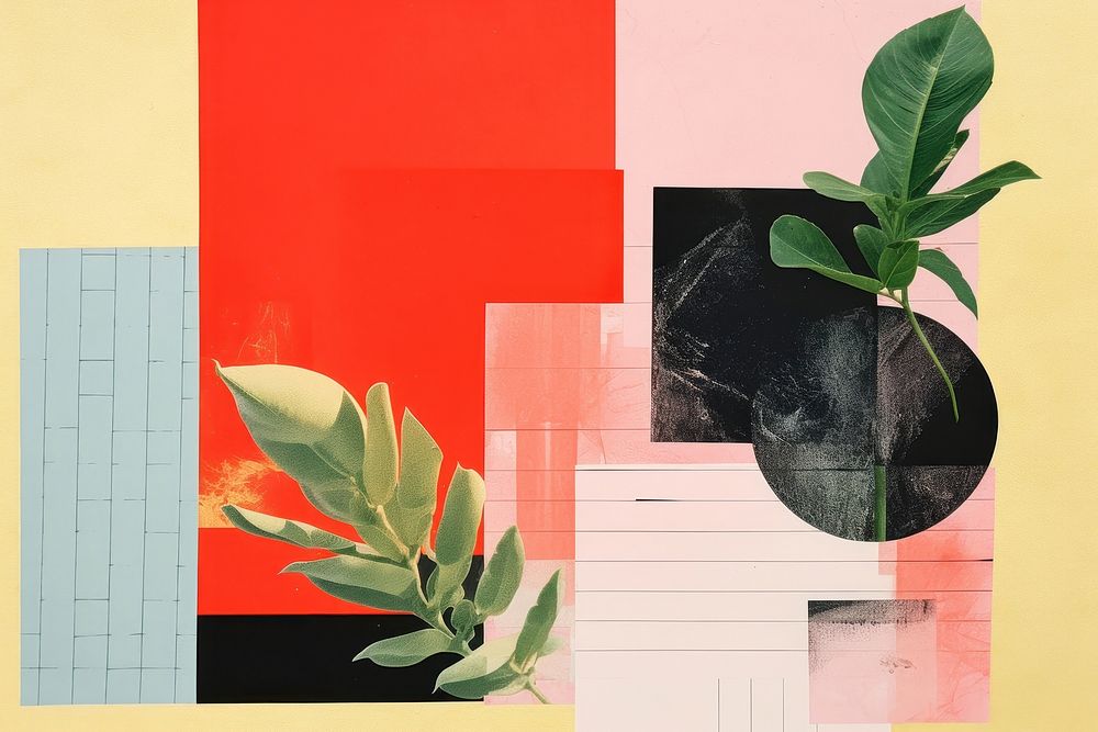 Summer collage art painting. 
